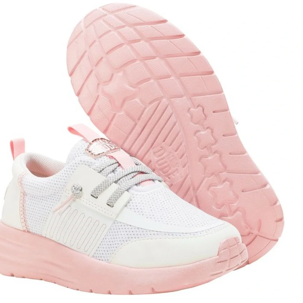 Hey Dude Sirocco Play Pink/White Sneakers Youth NWT - Picture 1 of 7